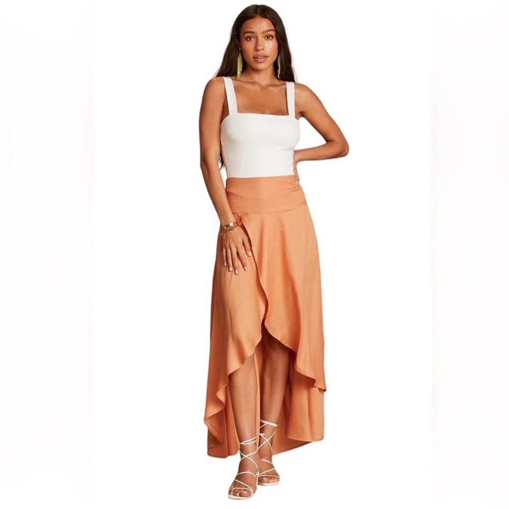 O'neill Ambrosio Light Orange High-Low Maxi Skirt